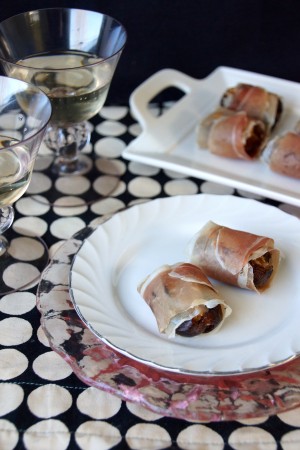 Prosciutto Wrapped Almond Butter & Chèvre Dates
