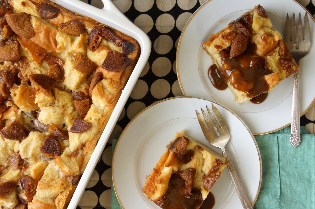 Gingersnap Bread Pudding with Bourbon Butter