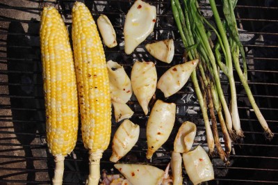 Grilled Calamari, Corn, and Scallions