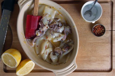 Marinating Calamari