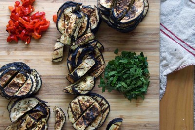 Prepped Ingredients for Eggplant Salad