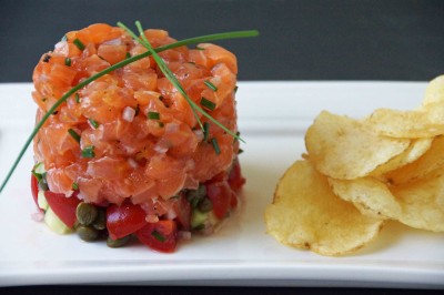 Salmon Tartare with Tomatoes, Capers & Cucmbers