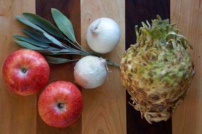 Celery Root, Apples, Onions, Sage